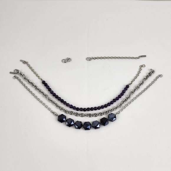 Lia Sophia Layered Amethyst Convertible 5 pc Necklace Sterling Silver - Picture 7 of 16